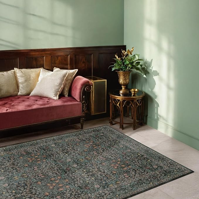 Dark Green 4x6 Washable Area Rug - Image 3