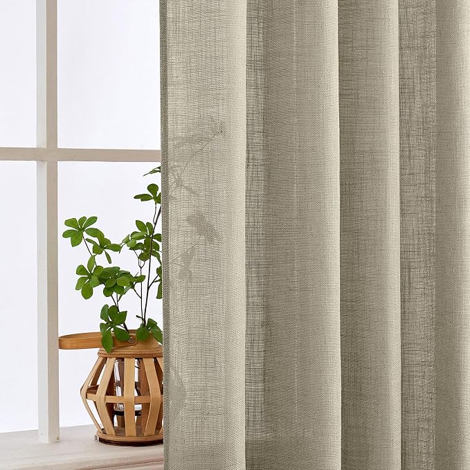 MIULEE Oatmeal Linen Curtains 72 Inch Length 2 Panels - Image 5