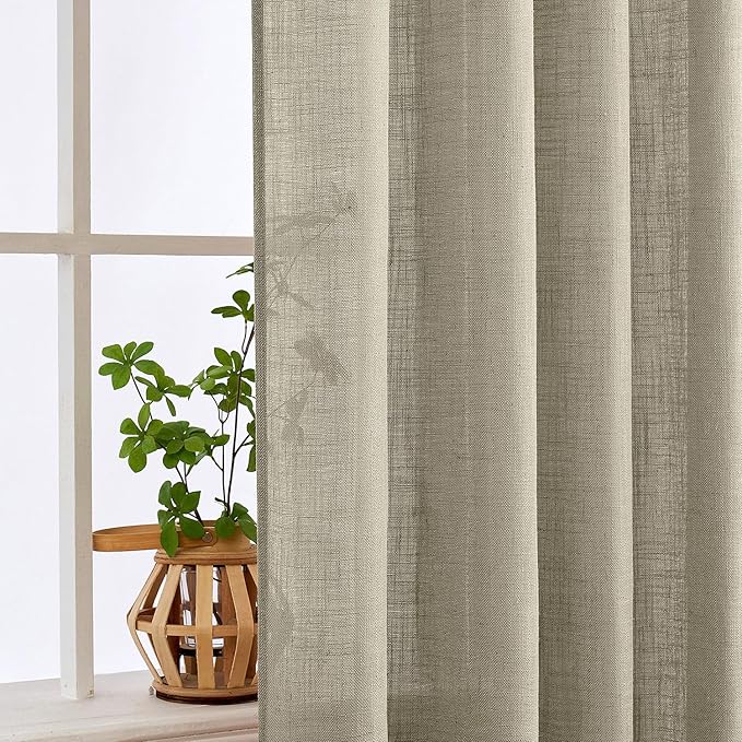 MIULEE Oatmeal Linen Curtains 52x72 Inch 2 Panels - Image 5