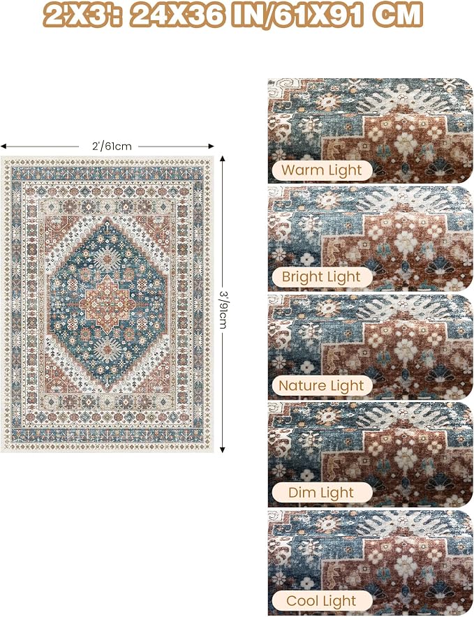 Entryway Rug - 2x3 Washable Rug Runner - Image 2