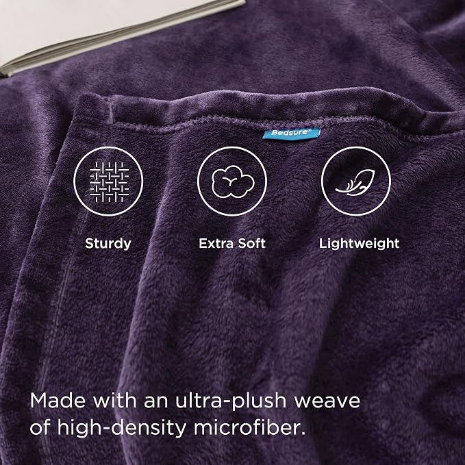 Bedsure GentleSoft Fleece Blankets Queen Size Purple - Image 3