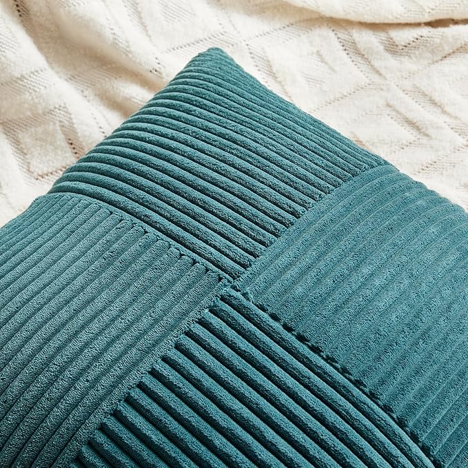 Fancy Homi 2 Packs Teal Decorative Throw Pillow Covers 20x20 Inch - Image 4