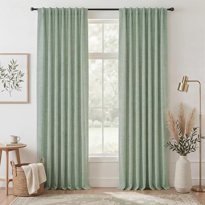 RYB HOME Sage Green 100% Blackout Curtains 96 inches Long, Thermal Insulated by RYBHOME