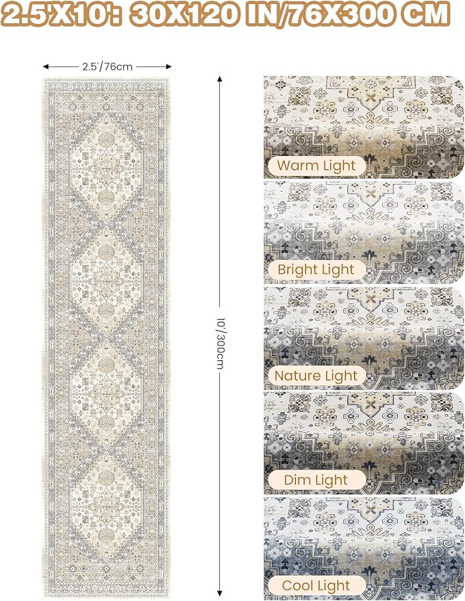 Kitchen Runner Rug Non Slip Washable 2.5x10, Soft Ultra-Thin Entryway Rug - Image 2
