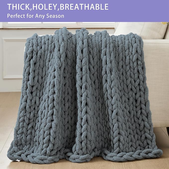 Bigacogo Chunky Knit Throw Blanket - Image 4