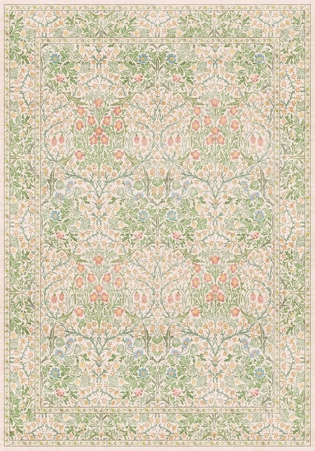 Light Green Bedroom Rug, 7x10 Washable Area Rug Non-Slip - Image 2