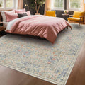 Washable Light Blue Bedroom Rug, 9x12 Area Rug by HazoHaus
