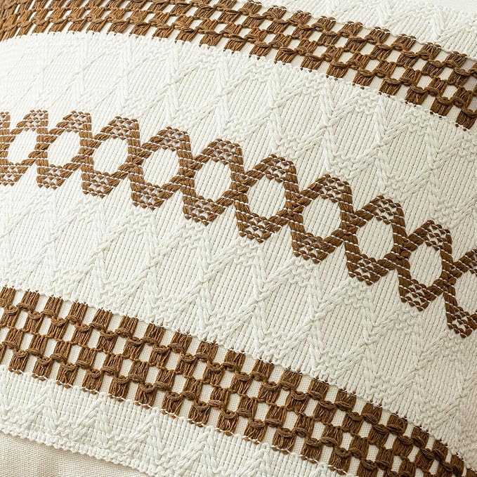 MIULEE Set of 2 Coco Brown Boho Decorative Lumbar Pillow Covers 12x20 Inch - Image 4