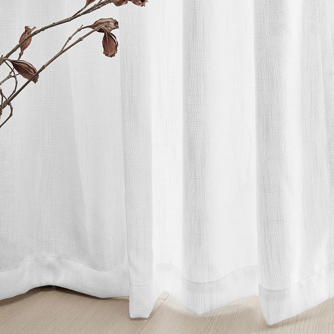 MYSKY HOME Floor to Ceiling Curtains 120 Inches White Sheer Window Drapes 2 - Image 5
