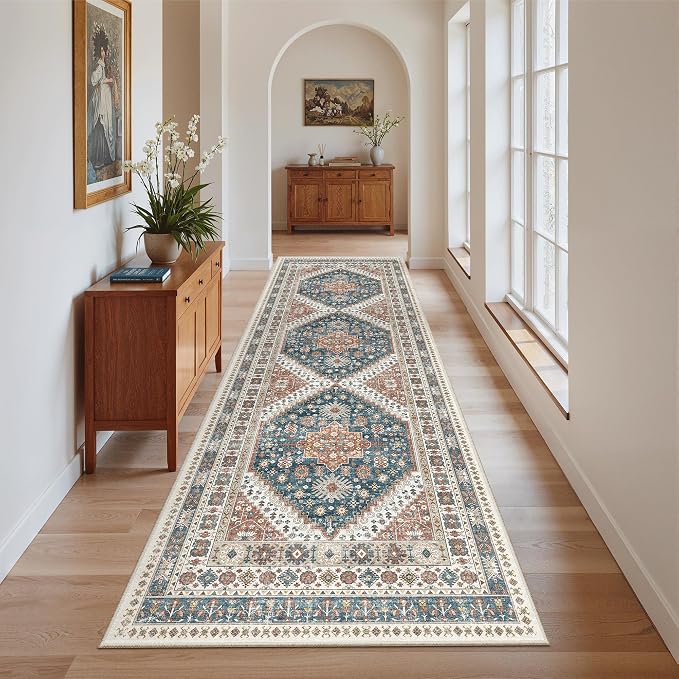 Madane Runner Rug 2'6''x8' Kitchen Runner, Hallway Runner Printed Vintage - Image 2