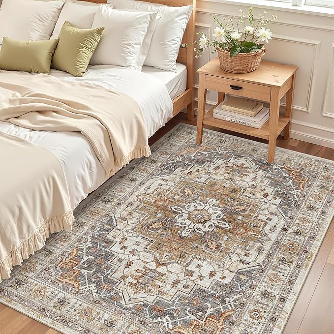 Madane Area Rug 3x5, Washable Vintage Entryway Rugs - Image 4