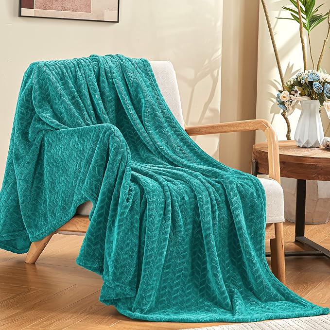 inhand Teal Fleece Twin Blanket, Super Soft Flannel Cozy Blankets - Image 5