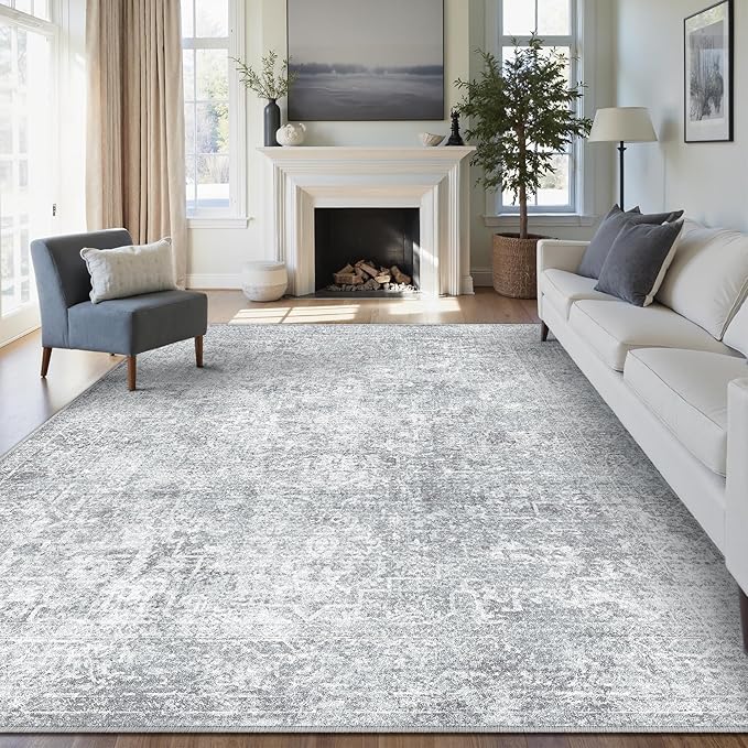 PureCozy 9x12 Area Rug Washable Vintage Living Room Carpet Large Indoor Non by PureCozy