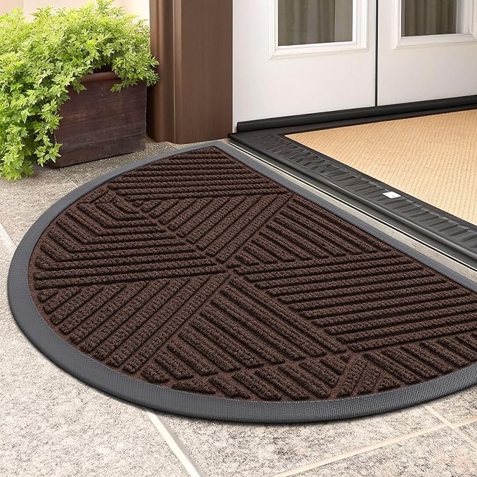 Smiry Half Circle Front Door Mat Outside Entrance, Heavy Duty Sturdy Natural by Smiry