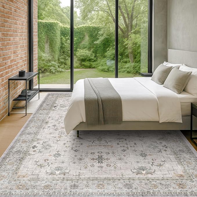 Hazo Haus Boho Light Grey Living Room Rug 10x14 - Image 3