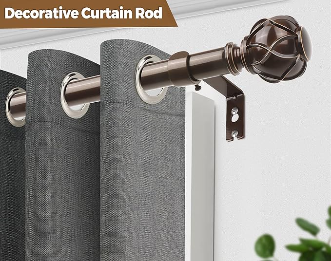 KAMANINA 1 Inch Extra Long Curtain Rod 140 to 195 Inches Bronze Heavy Duty - Image 6
