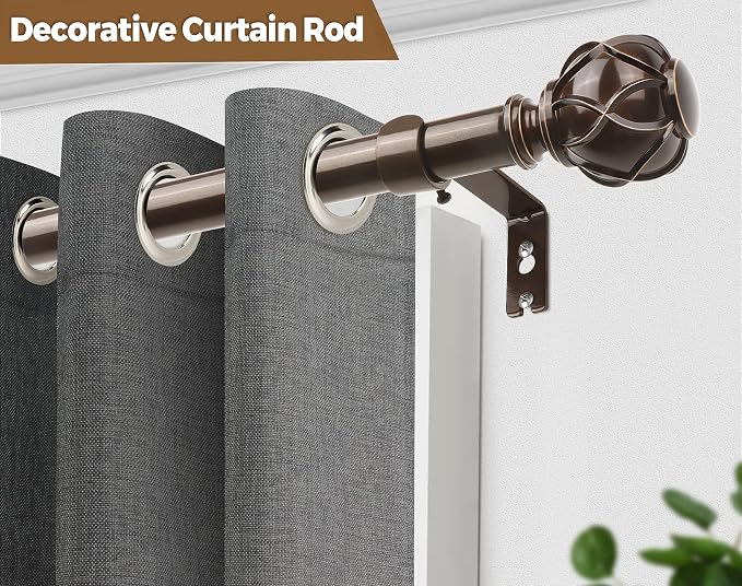 KAMANINA 2 Pack Curtain Rods for Windows 48 to 84 Inch, Antique Bronze Heavy - Image 5