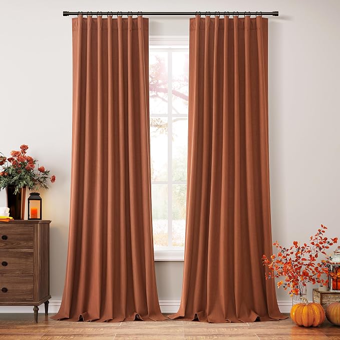 Guken Terracotta 100% Blackout Curtains 120 Inch Length 2 Panels Set Fall - Image 2