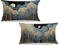 Rustic William Morris Inspired Forest Green Moon Decor Pillow Covers 12x20 Set by Unknown