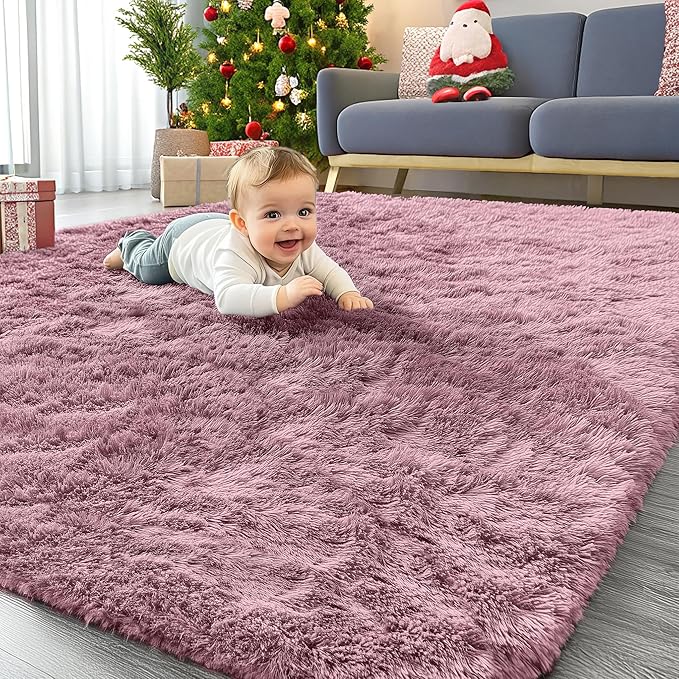 OLANLY Area Rugs for Living Room Bedroom, Machine Washable 4x5.9 ft Soft Fluffy by OLANLY