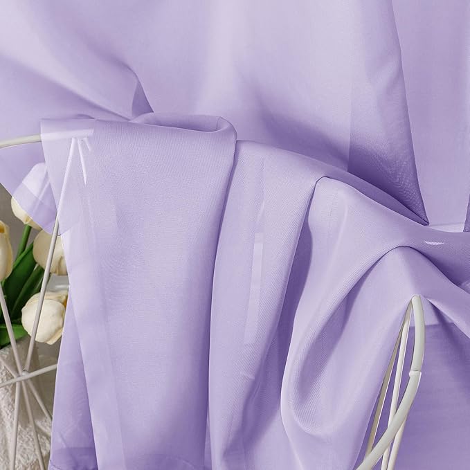 OVZME Lavender Sheer Curtains 84 Inches Long 2 Panels - Image 3