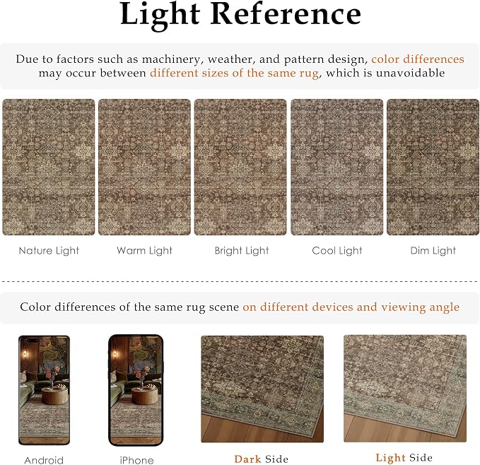 5x7 Washable Area Rug for Living Room Bedroom Vintage Rust Red Soft Low Pile - Image 6
