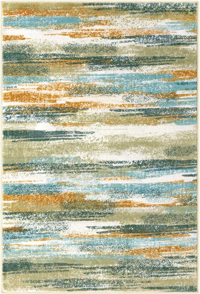 Lansny Modern Abstract Small Area Rug Indoor 3x5 Washable Rug Non-Slip Soft - Image 9