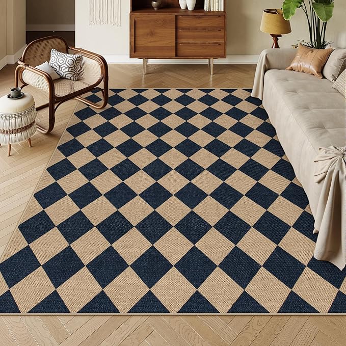 Lahome Colette Checkered Easy Jute Outdoor Rug, Large 6x9 Rug by Lahome