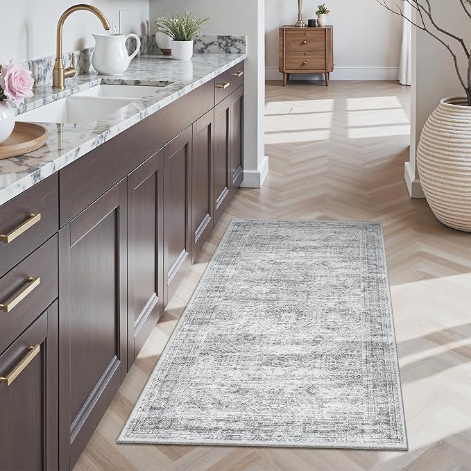 2x4 Washable Rugs for Kitchen, Powder Room Small Area Rug Non-Slip Vintage Low - Image 3