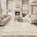 12x15 Washable Area Rug Beige Neutral Abstract Living Room Large Carpet Non by Soalmost