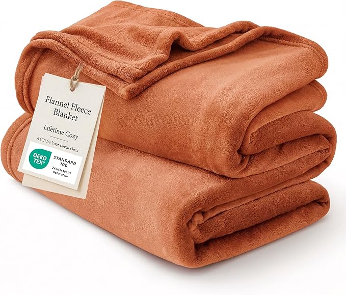 Bedsure GentleSoft Burnt Orange Fleece Throw Blanket by BEDSURE