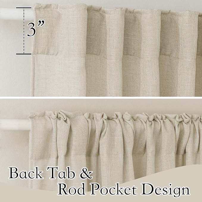 RYB HOME Linen Textured Curtains Semi Sheer Window Curtains Light Filtering - Image 2