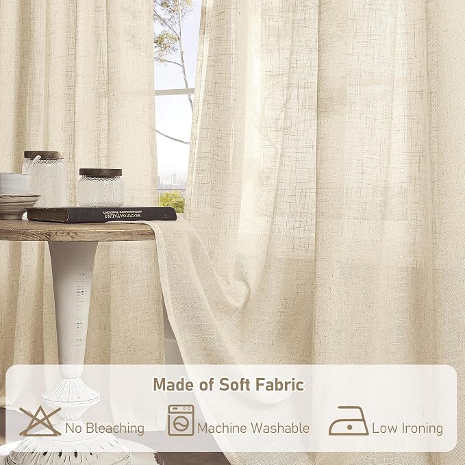 LAMIT Extra Long Linen Curtains 108 inch Long - Image 8