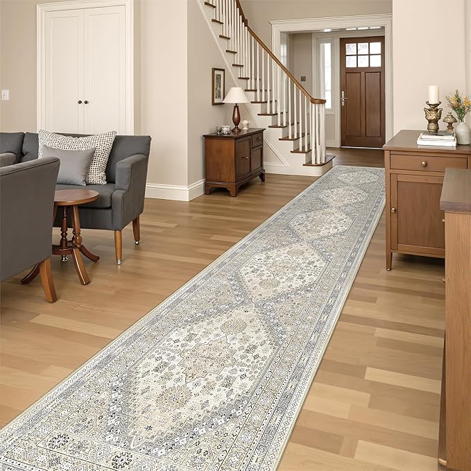 Washable Runner Rug 2.5x16, Non-Slip Long Kitchen Mats by Restydon