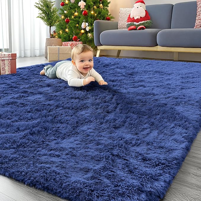 OLANLY 5x5 Area Rugs for Living Room Bedroom, Machine Washable Soft Fluffy by OLANLY