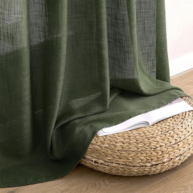 MIULEE Olive Green Linen Curtains 84 Inch Length - Image 7