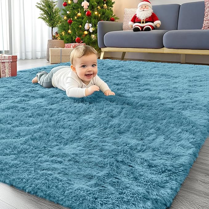 OLANLY Area Rugs for Living Room Bedroom, Machine Washable 4x5.9 ft Soft Fluffy by OLANLY
