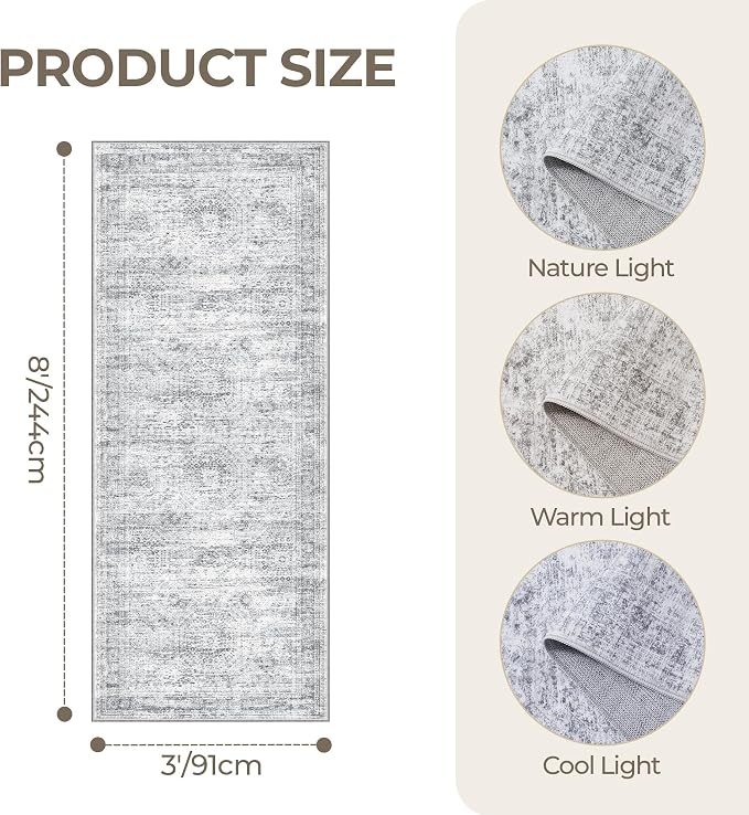 3x8 Runner Rug Non Slip Washable - Image 2