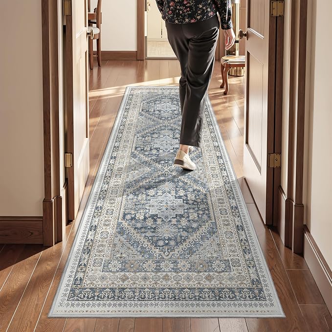 Kitchen Runner Rug Non Slip Washable 2.5x8, Soft Low Pile Entryway Rug Runners by Restydon