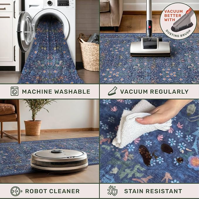 Dark Blue 2'6" x 8' Runners for Hallways Non Slip, Extra Long Floor Runner for - Image 4