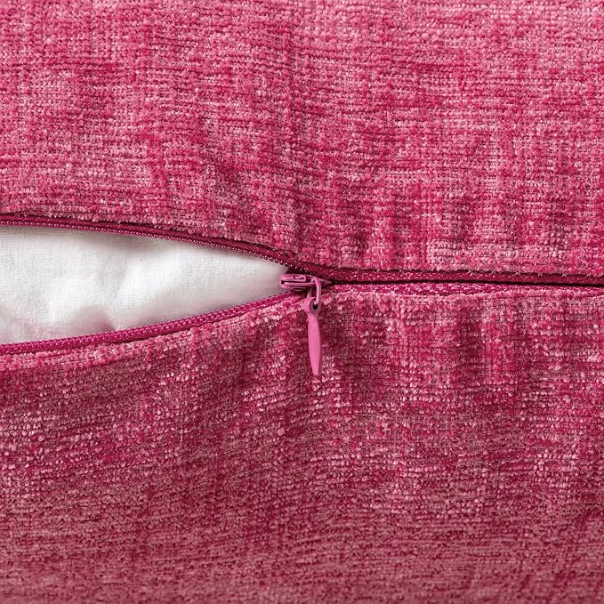 MIULEE Pack of 2 Couch Throw Pillow Covers 18x18 Inch Soft Hot Pink Chenille - Image 3