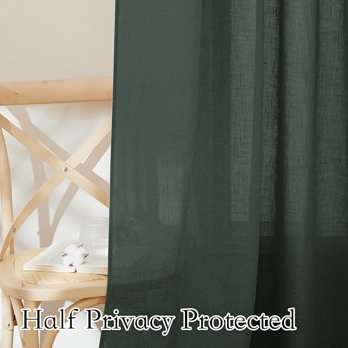 RYB HOME Cafe Curtains 24 inches Length, Linen Sheer Short Curtains - Image 5