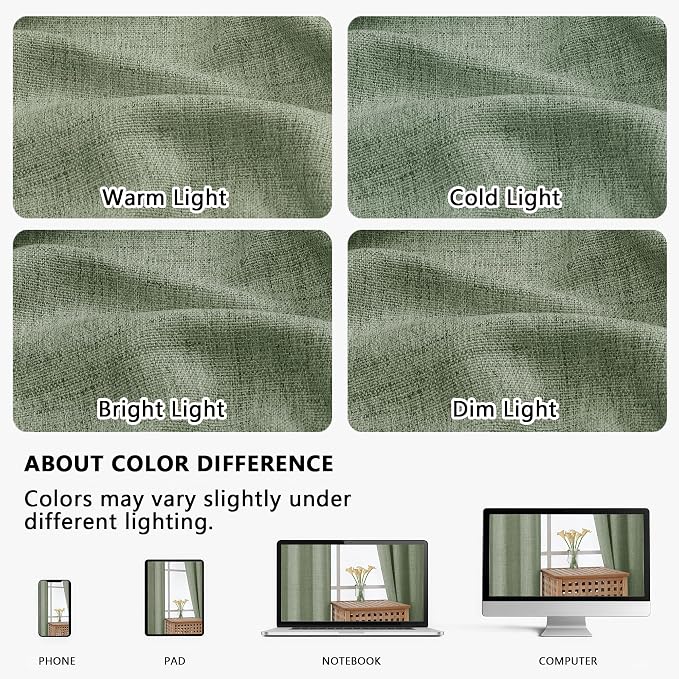 OVZME Green Valance for Windows, Light Filtering Faux Linen Textured Small - Image 9
