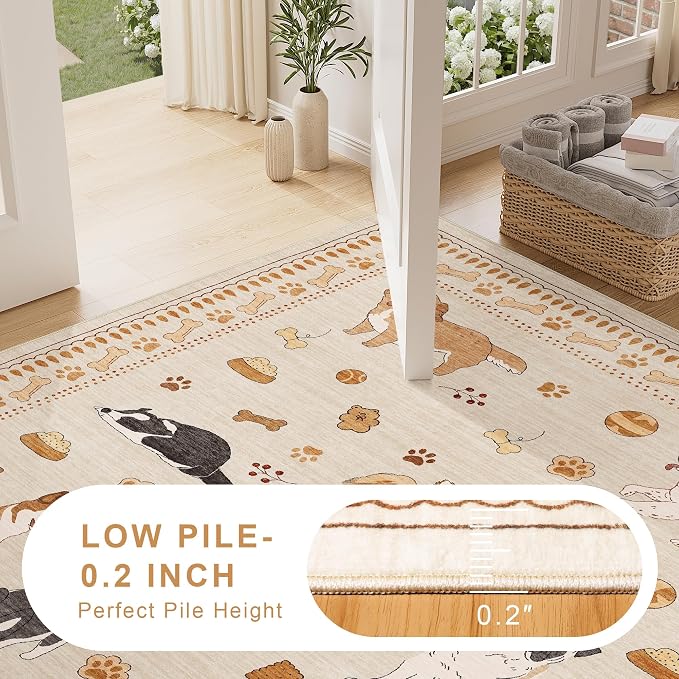 DUKINO 2x4 Rug Runner, Washable Dog Bathroom Rug Soft Non Slip Beige Yellow | - Image 8