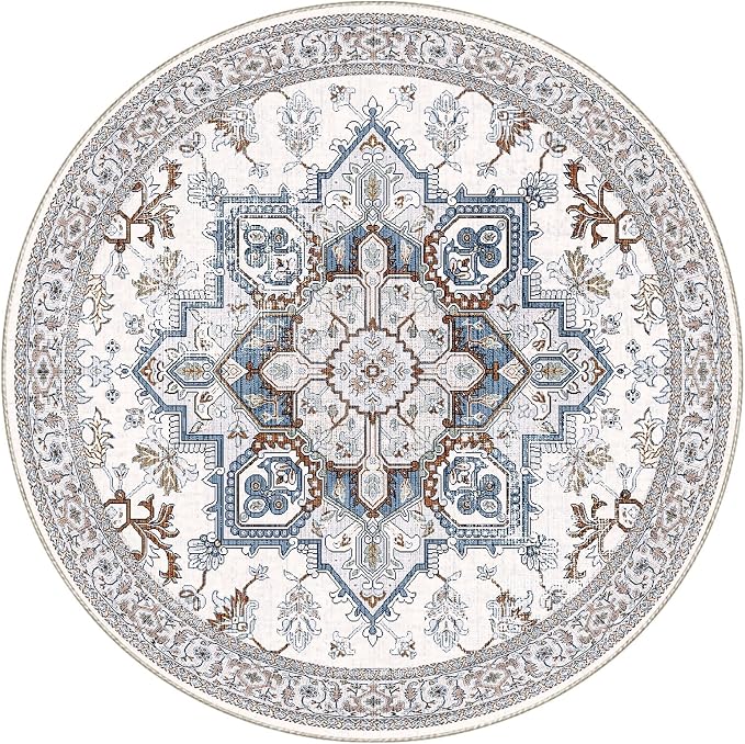 OPPODREAM Soft Round Rug 4ft, Neutral Washable Circle Rug 4ft - Image 8