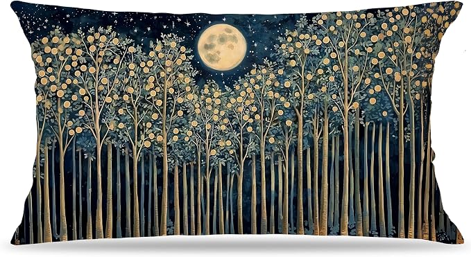 Rustic William Morris Night Moon Forest Green Decor Pillow Covers 12x20 by Unknown