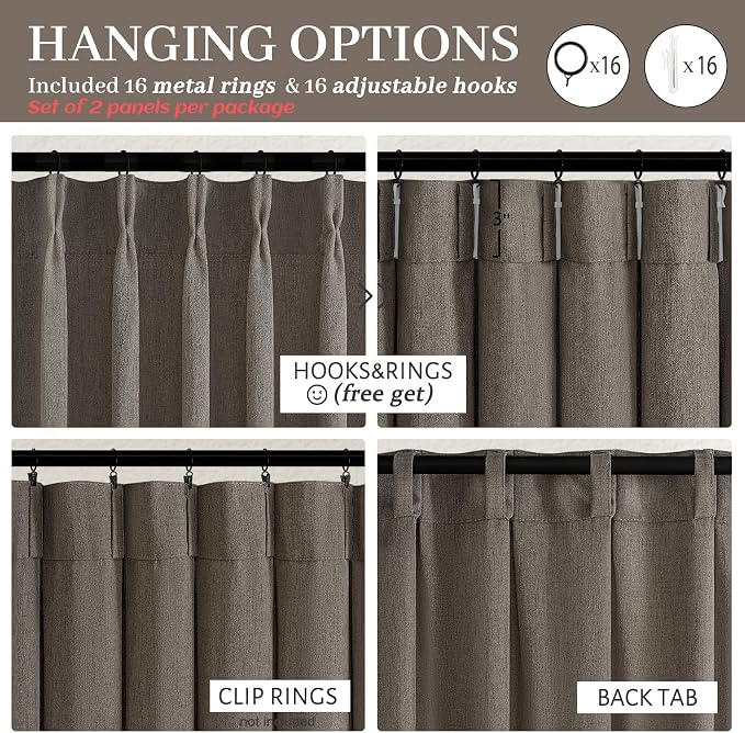 Pinch Pleated Chocolate Tart Semi Sheer Curtains 84 Inches Long - Image 6