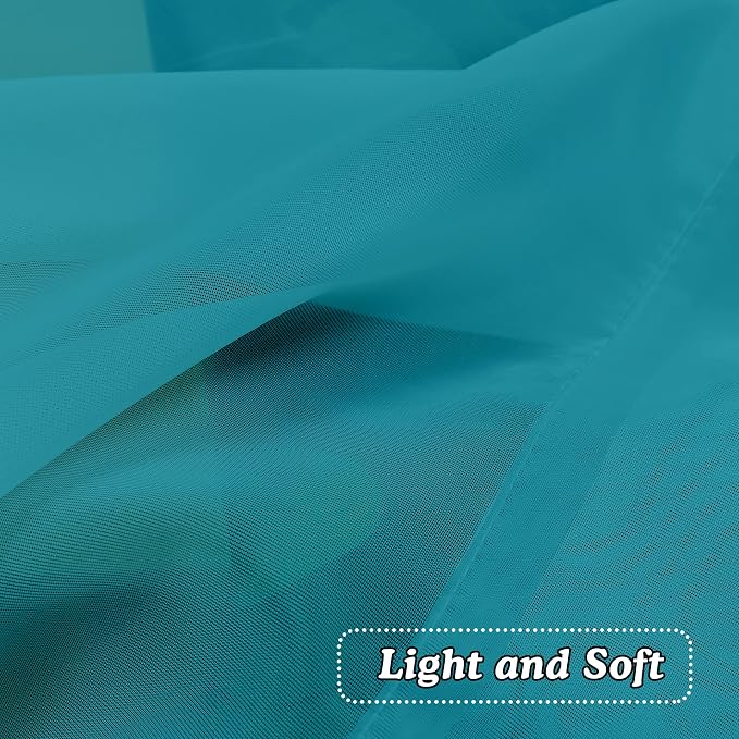 OVZME Turquoise Sheer Curtains 45 Inches Long 2 Panels, Light Filtering Sheer - Image 5