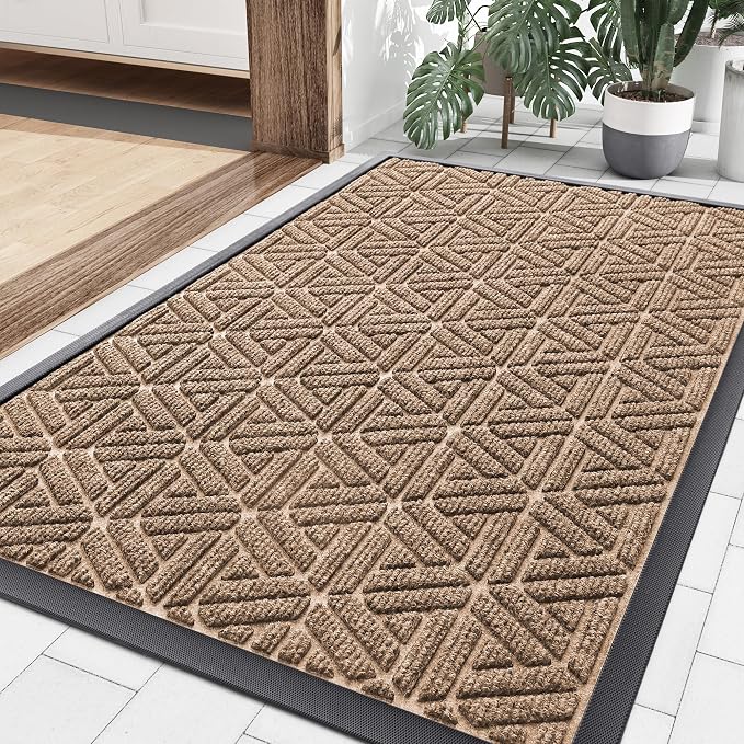 Smiry Front Door Mat Outside Entrance, Heavy Duty Sturdy Natural Rubber Doormat by Smiry
