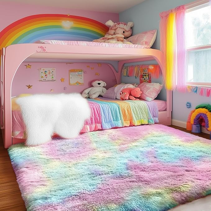 4x6 Rainbow Fluffy Soft Plush Area Rugs - Image 8